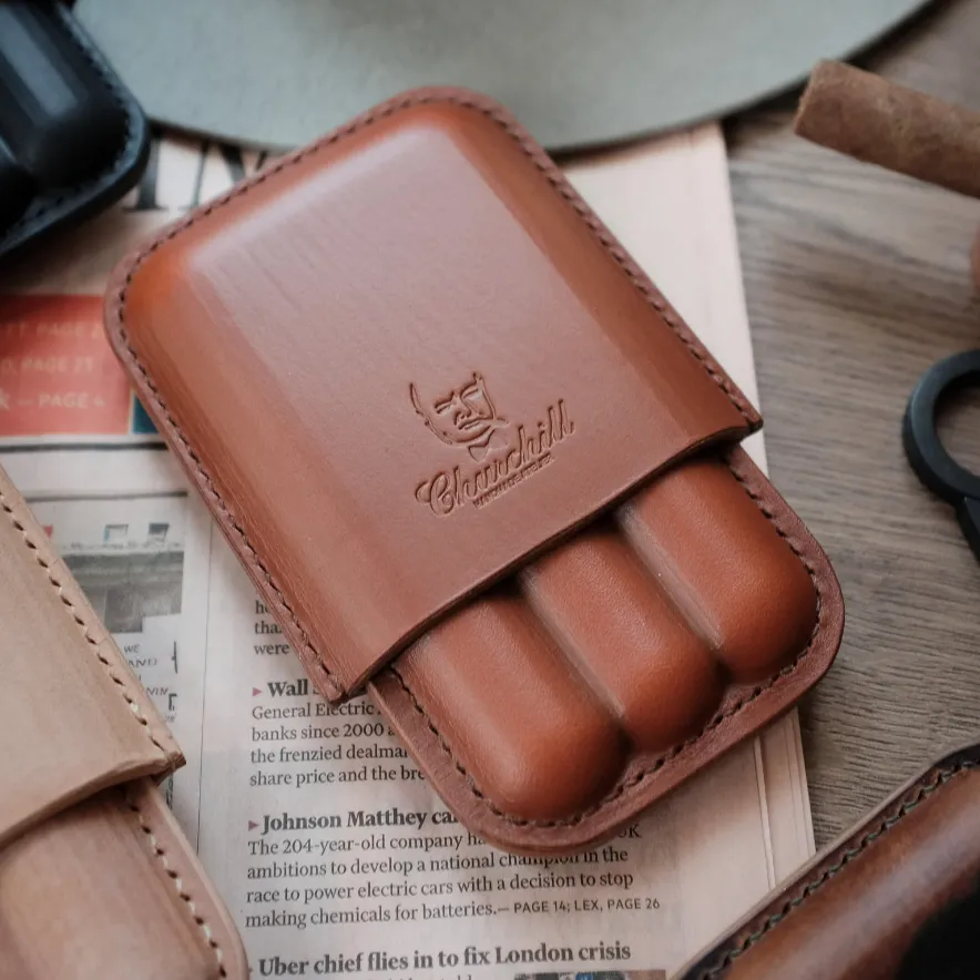 LEATHER CIGAR CASE / OLIVE
