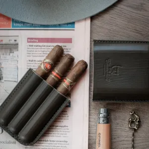 LEATHER CIGAR CASE / OLIVE