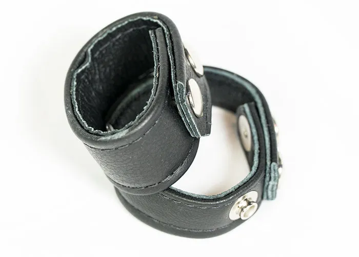 Leather cock and ball ring