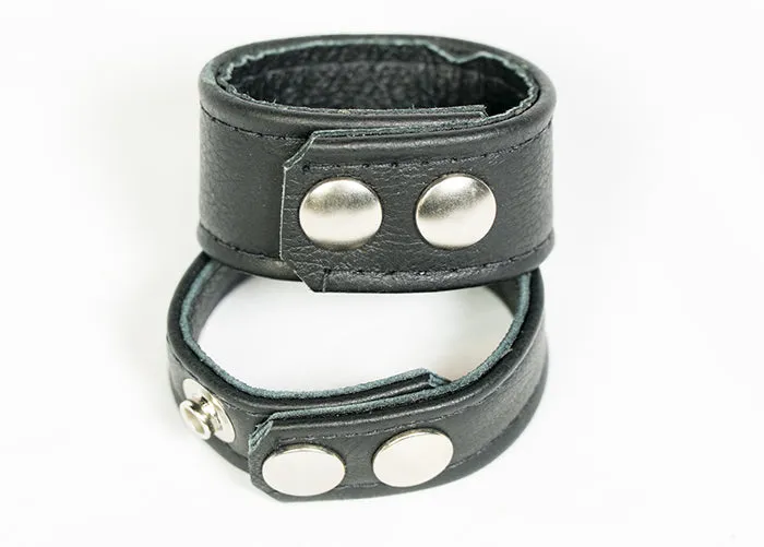 Leather cock and ball ring