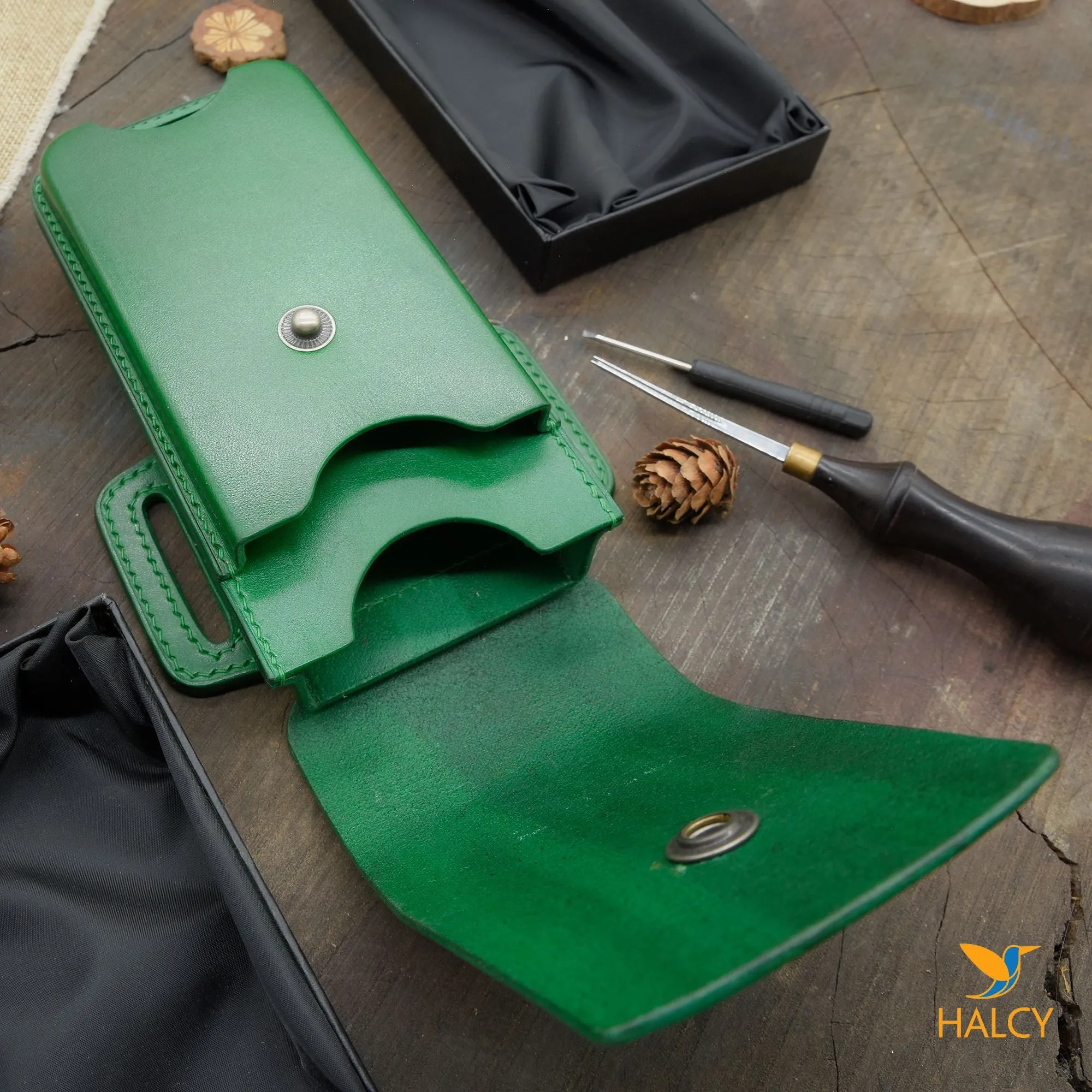 Leather Dual Phone Case, Leather Double iPhone Case, Case Holds Two Phones, Slanted 2 Phone Holster, Leather Two phone case with belt loops