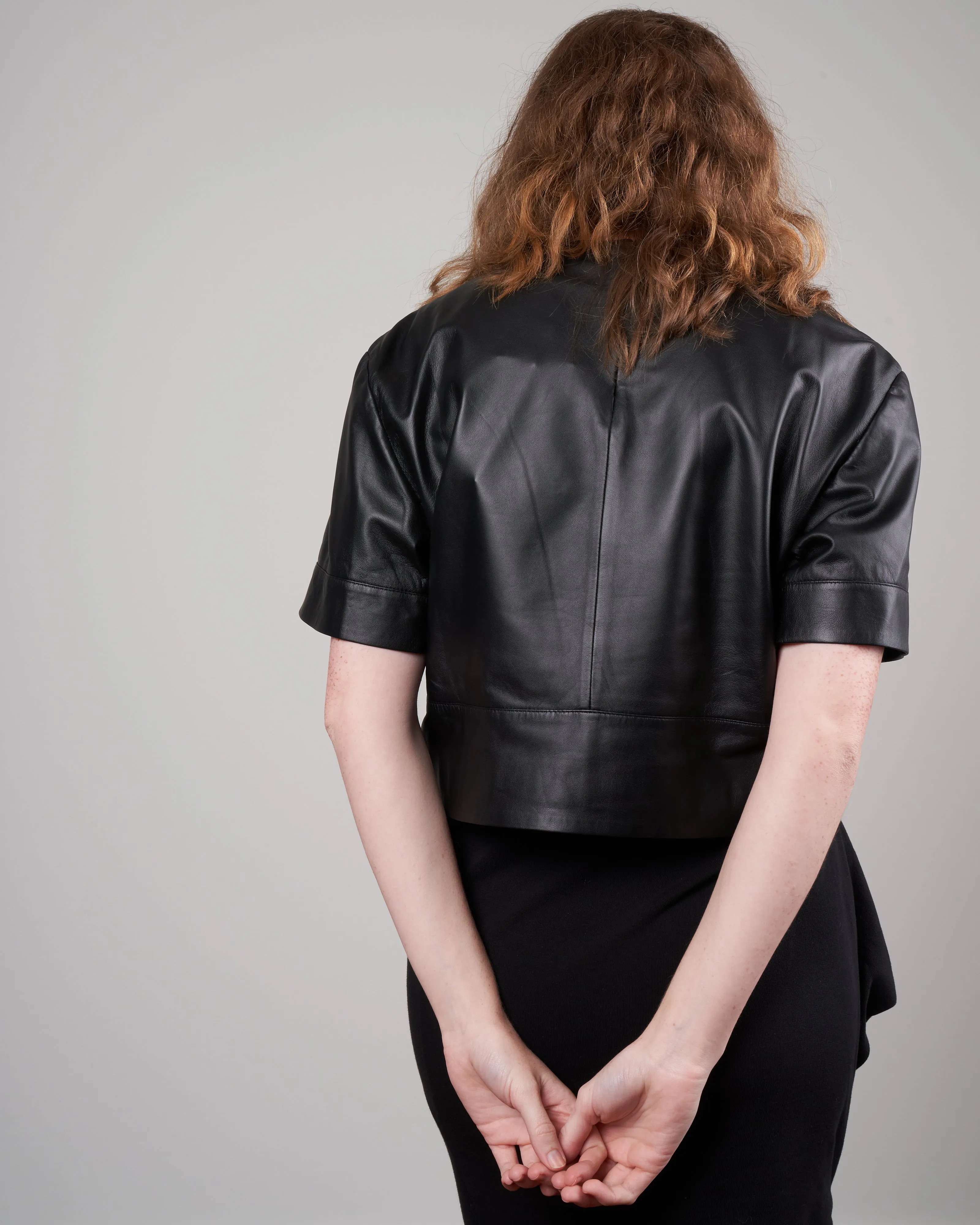 leather tee - black