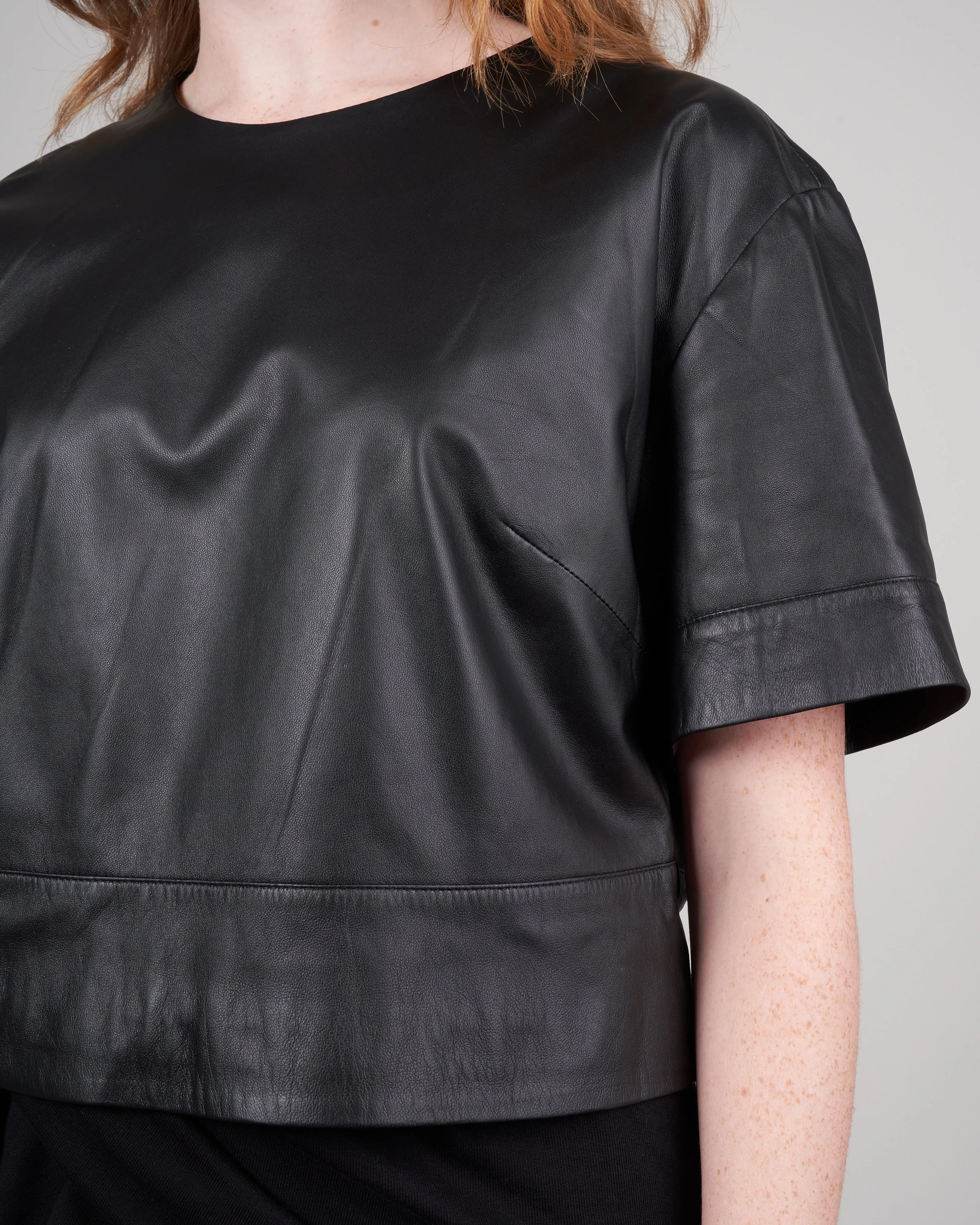 leather tee - black