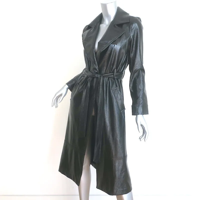 Leith Faux Patent Leather Trench Coat Black Size Extra Small