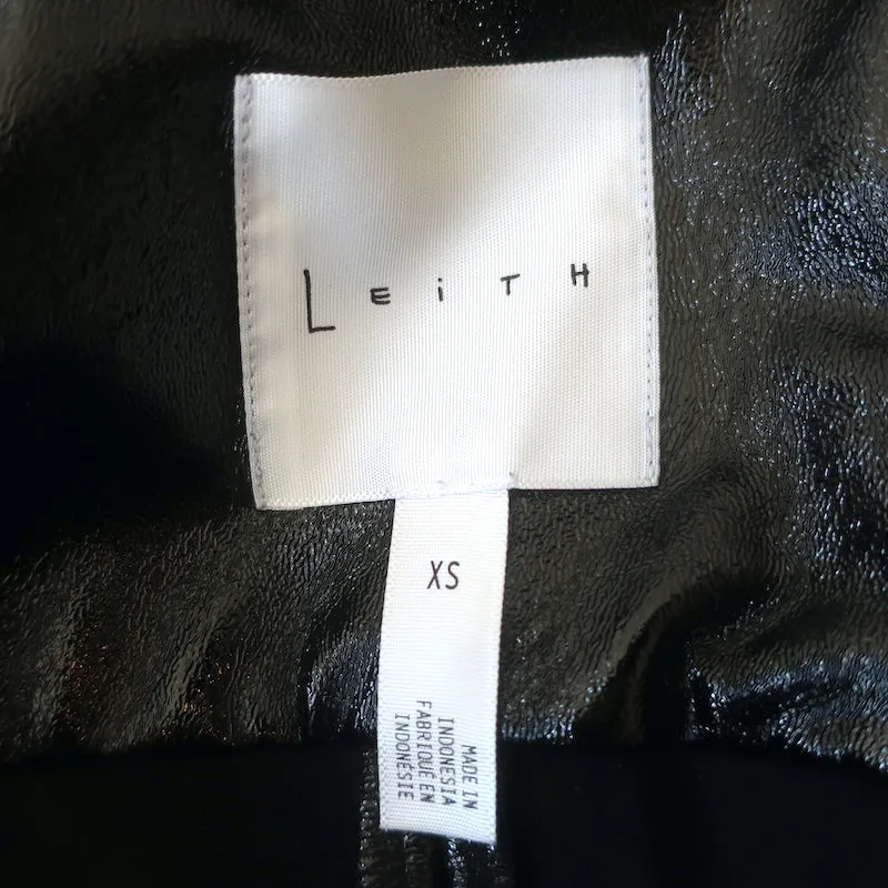 Leith Faux Patent Leather Trench Coat Black Size Extra Small
