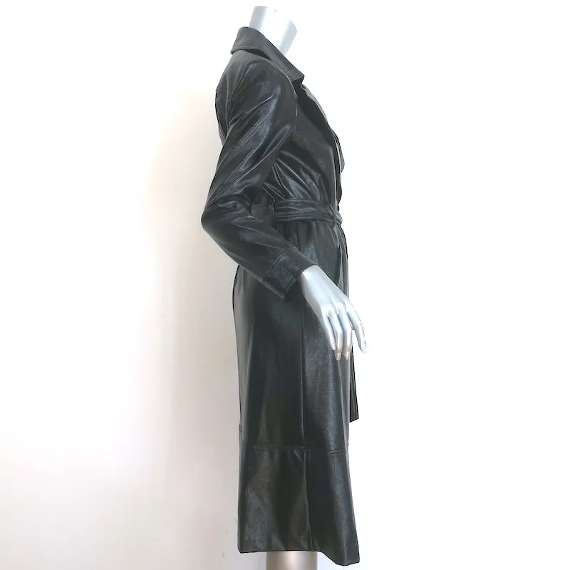Leith Faux Patent Leather Trench Coat Black Size Extra Small