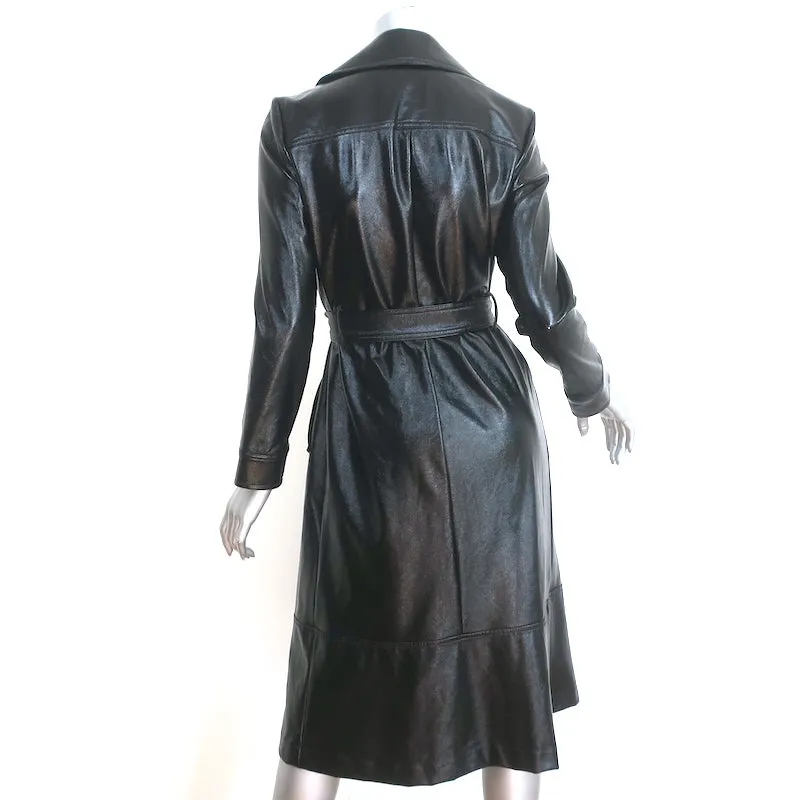 Leith Faux Patent Leather Trench Coat Black Size Extra Small