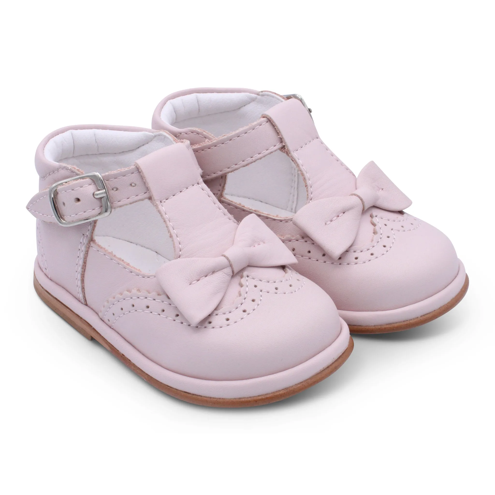 'Lidia' Girls Pink Leather T-Bar Shoes