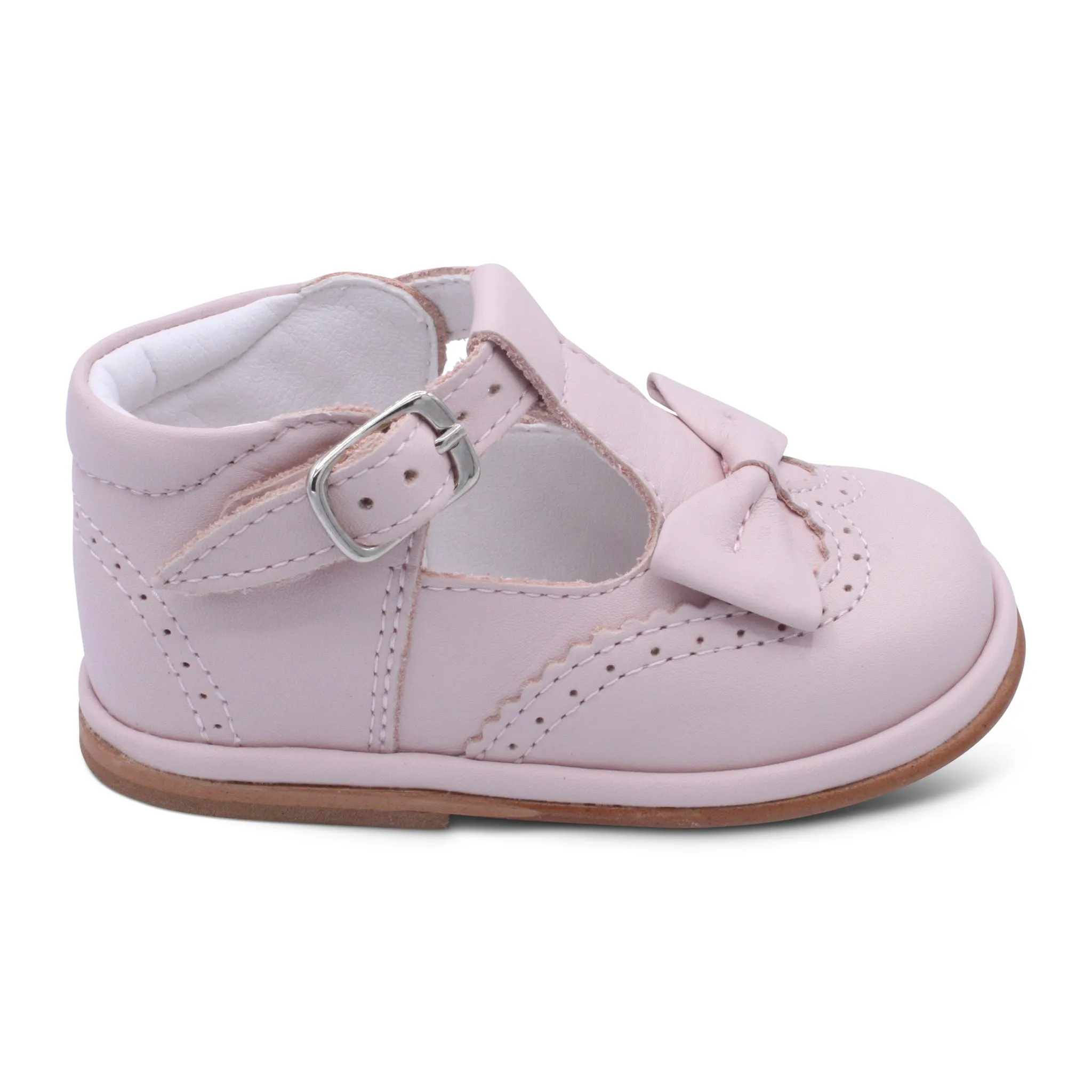'Lidia' Girls Pink Leather T-Bar Shoes
