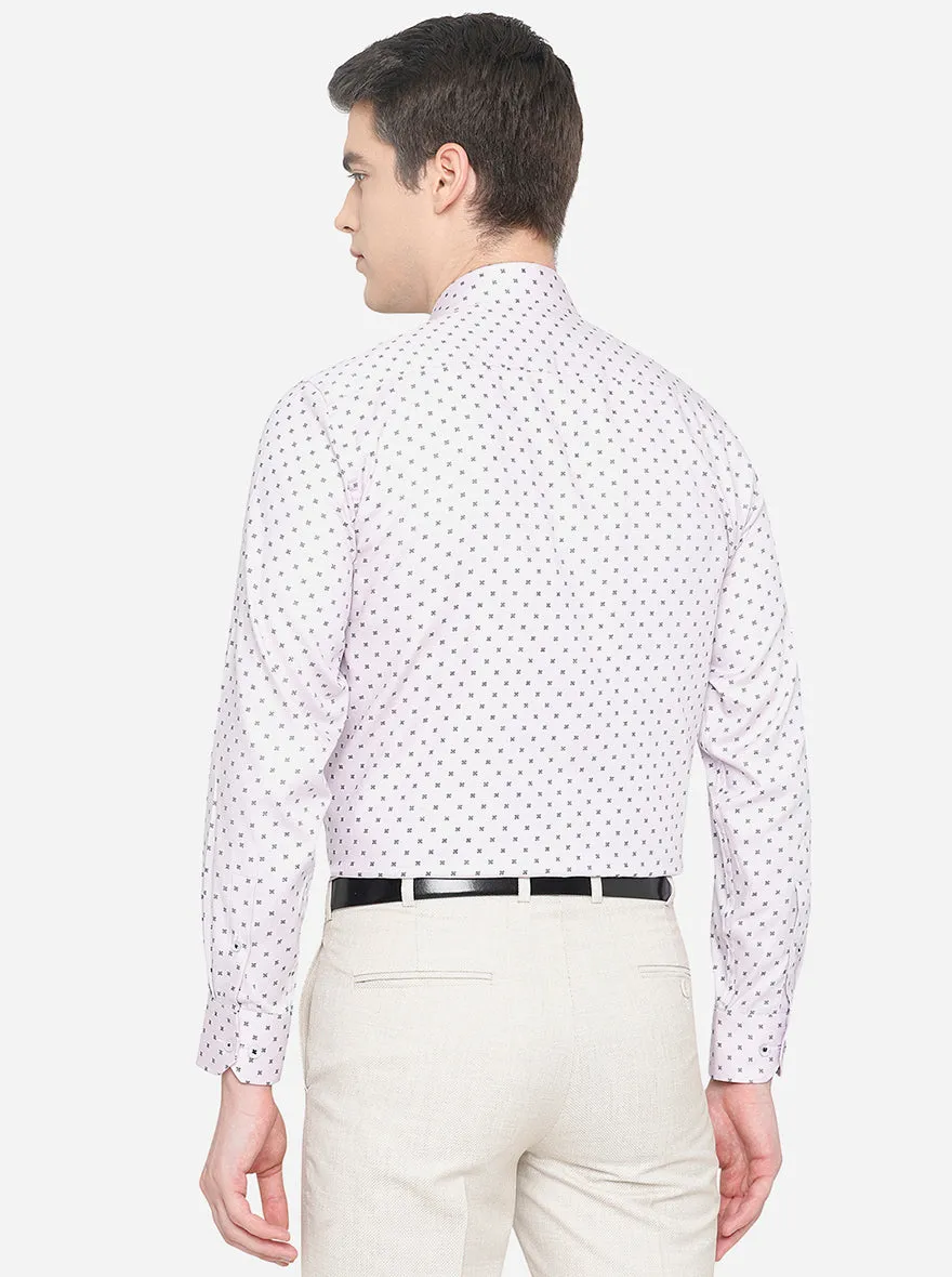 Light Pink Printed Regular Fit Formal Shirt | JadeBlue