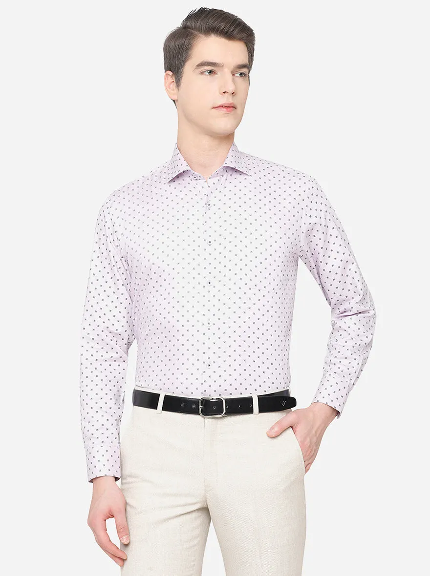 Light Pink Printed Regular Fit Formal Shirt | JadeBlue
