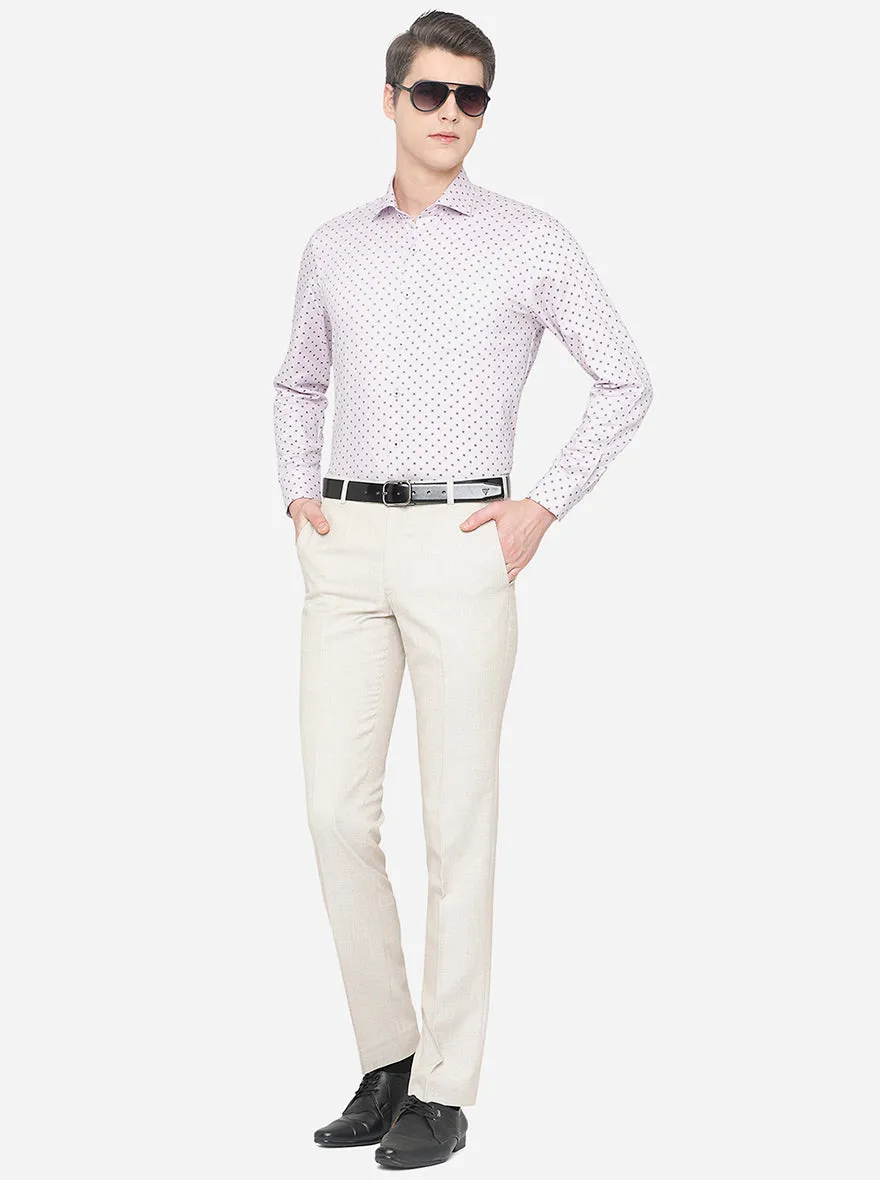 Light Pink Printed Regular Fit Formal Shirt | JadeBlue