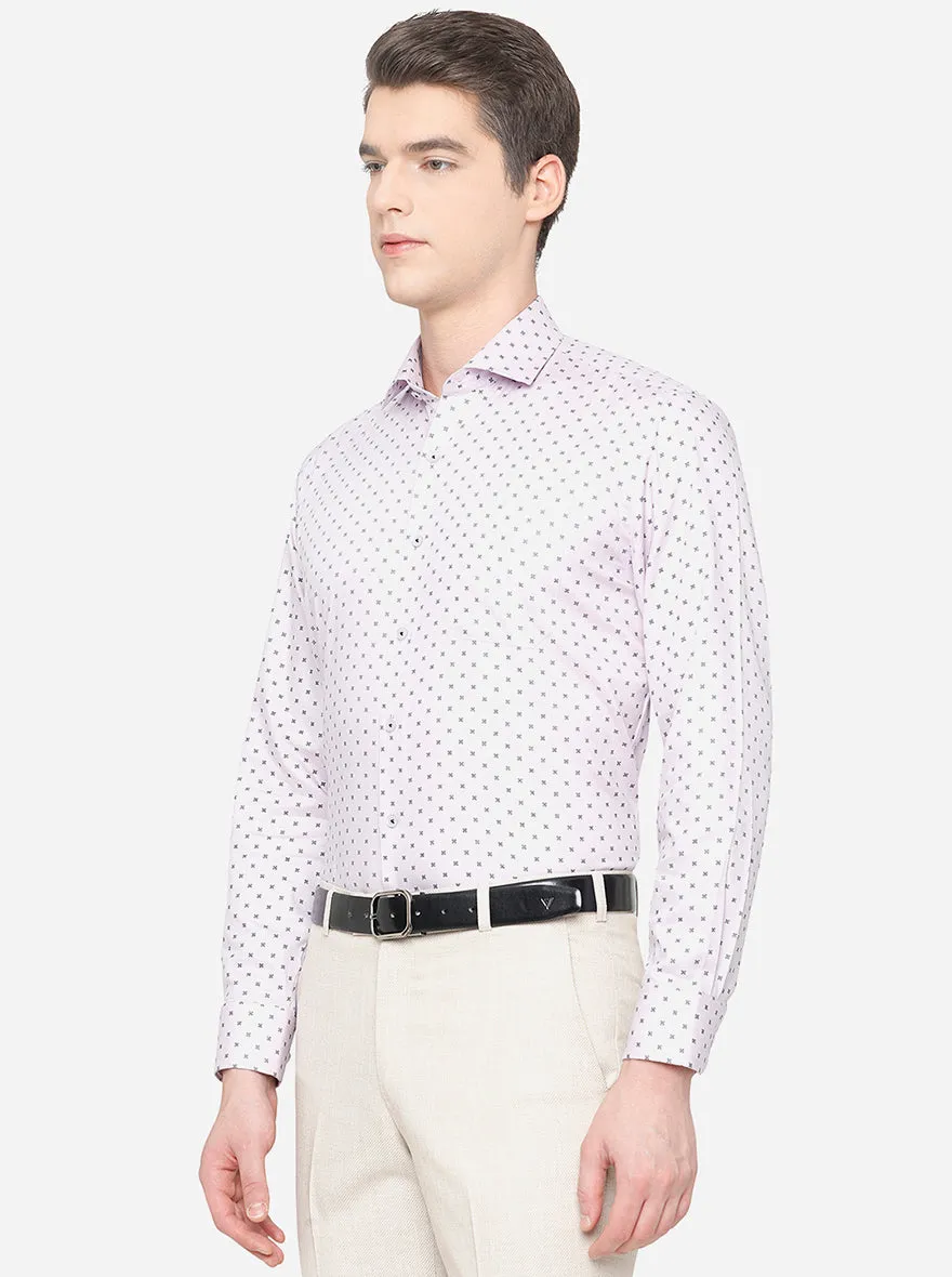 Light Pink Printed Regular Fit Formal Shirt | JadeBlue