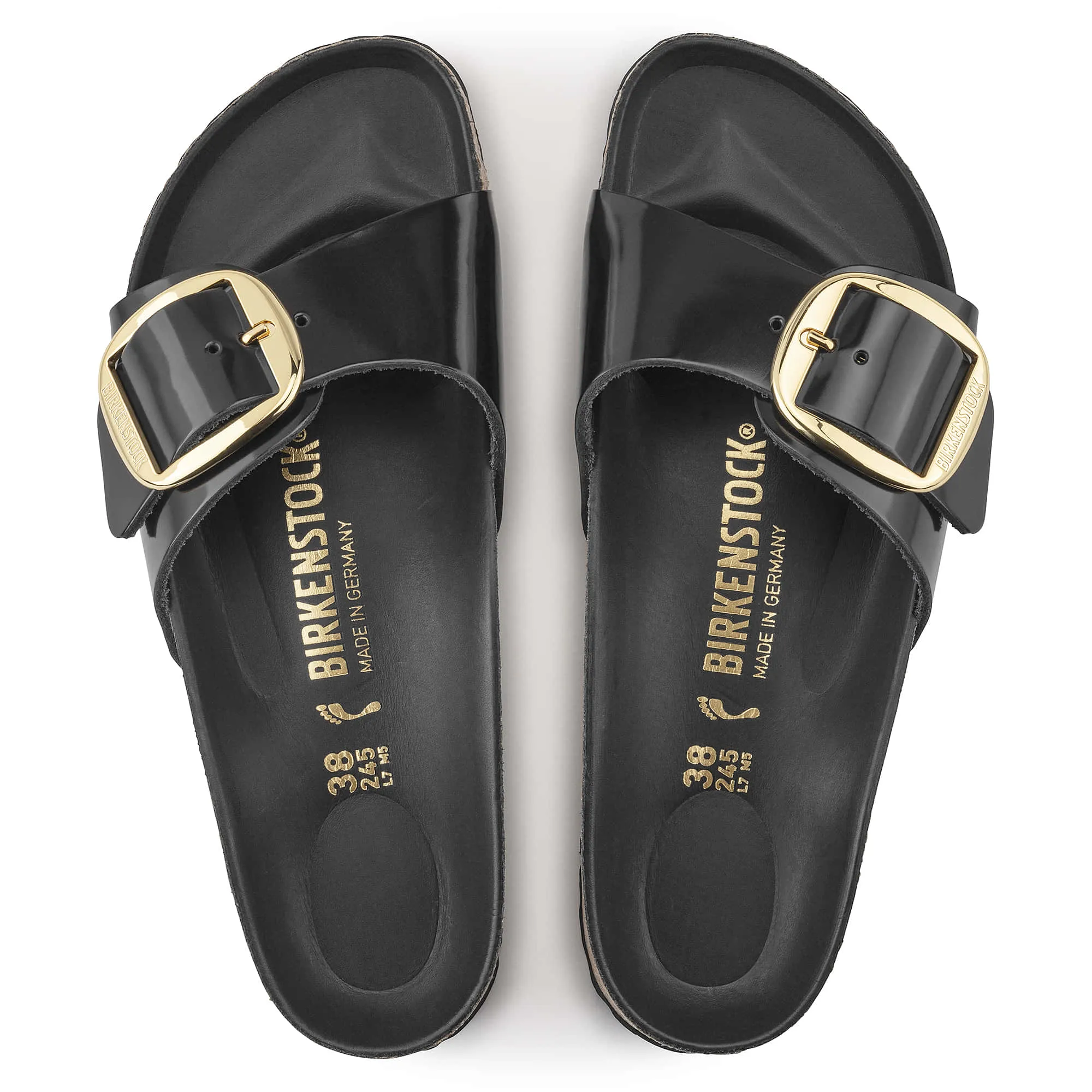 Madrid Big Buckle Natural Leather Patent