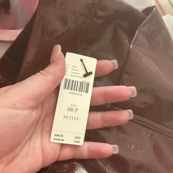 Maeve Anthropologie NWT faux patent leather mini skirt wine maroon