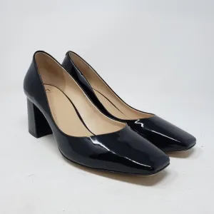 Marc Fisher LTD pierre block heel square toe pump patent leather 8.5 black