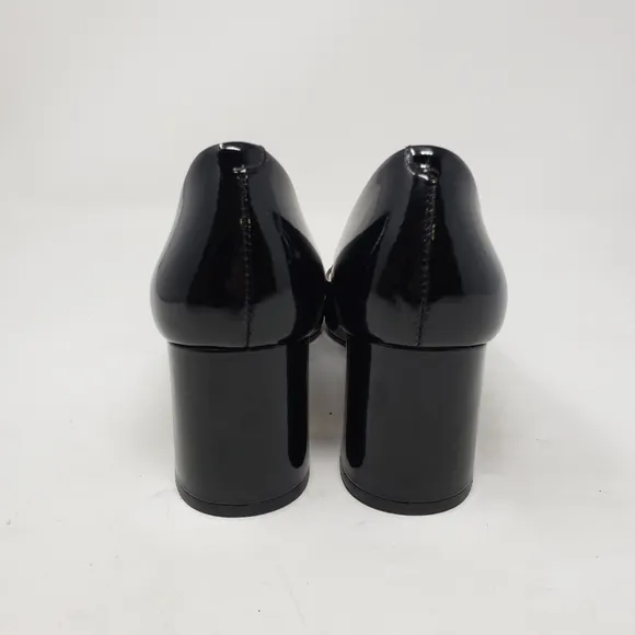 Marc Fisher LTD pierre block heel square toe pump patent leather 8.5 black
