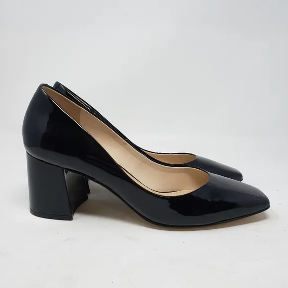 Marc Fisher LTD pierre block heel square toe pump patent leather 8.5 black