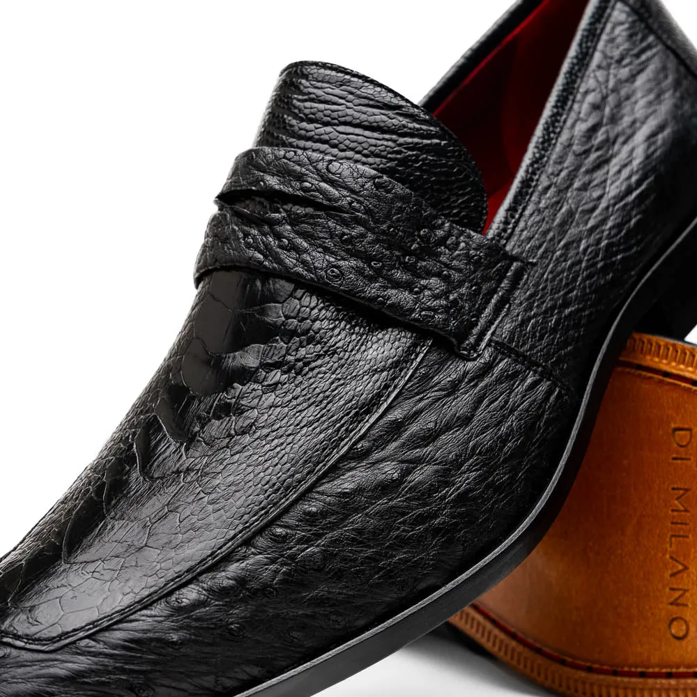 Marco Di Milano Fangio Black Ostrich Leg Dress Shoes