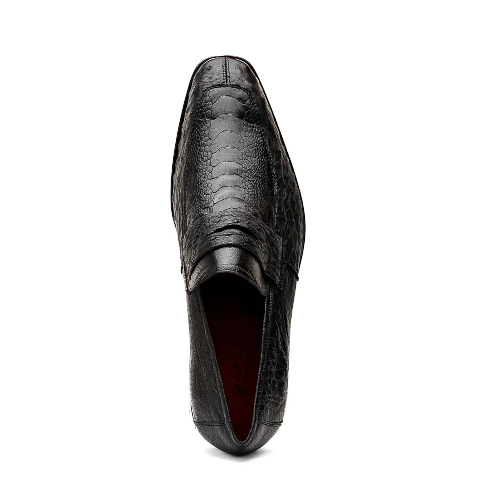 Marco Di Milano Fangio Black Ostrich Leg Dress Shoes