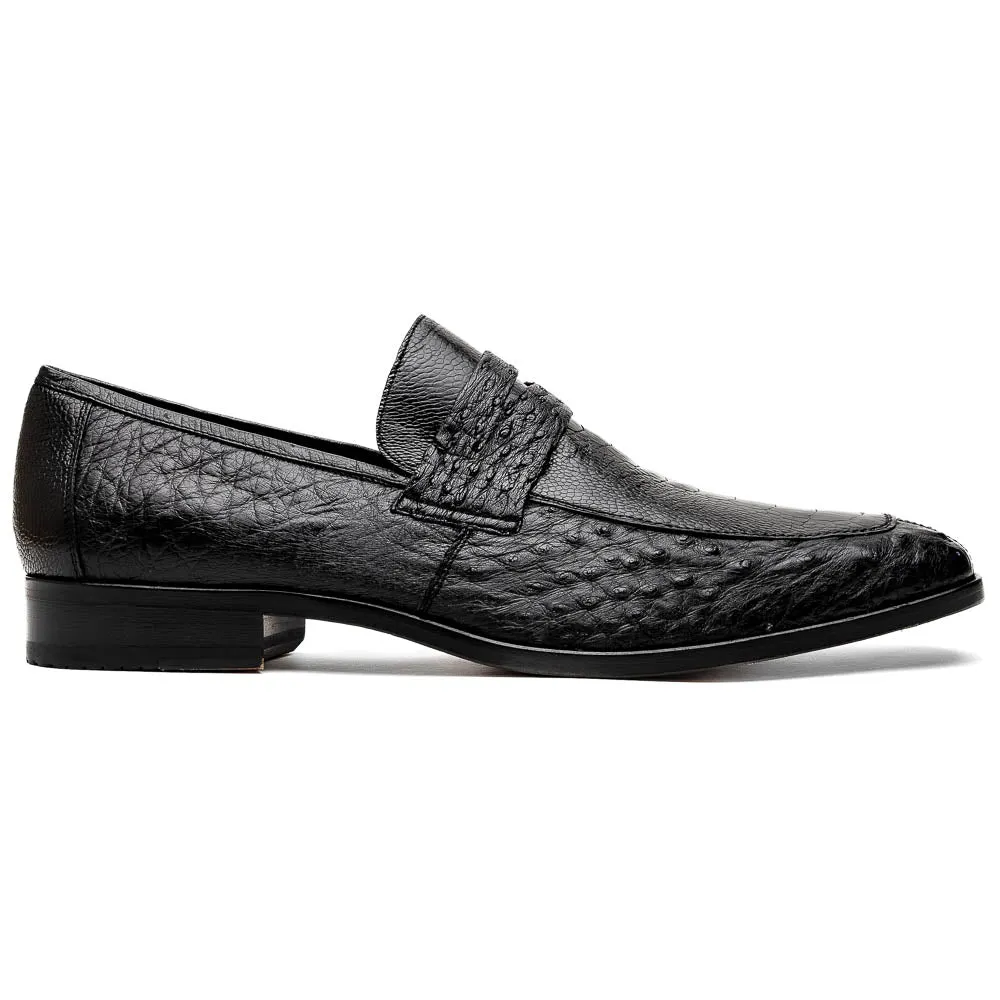 Marco Di Milano Fangio Black Ostrich Leg Dress Shoes