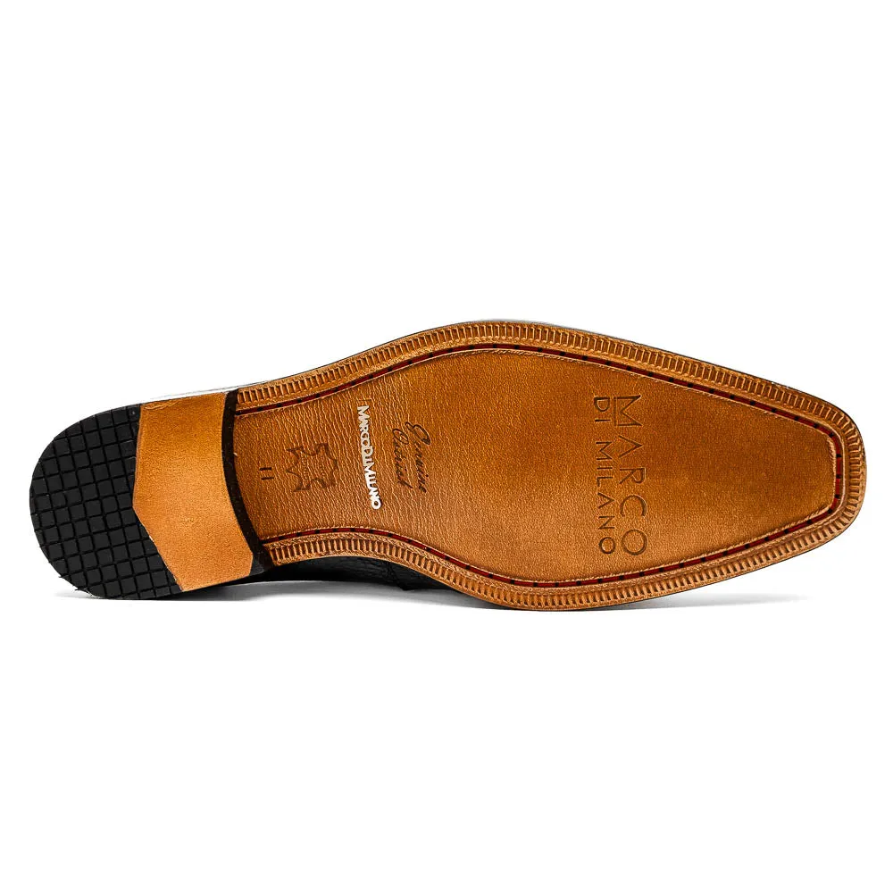 Marco Di Milano Fangio Black Ostrich Leg Dress Shoes