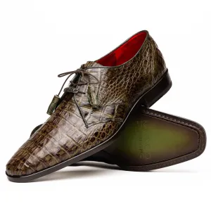 Marco Di Milano Lacio Wood Green Caiman Crocodile Dress Shoes