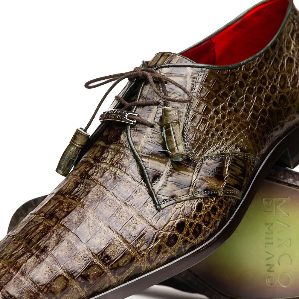 Marco Di Milano Lacio Wood Green Caiman Crocodile Dress Shoes