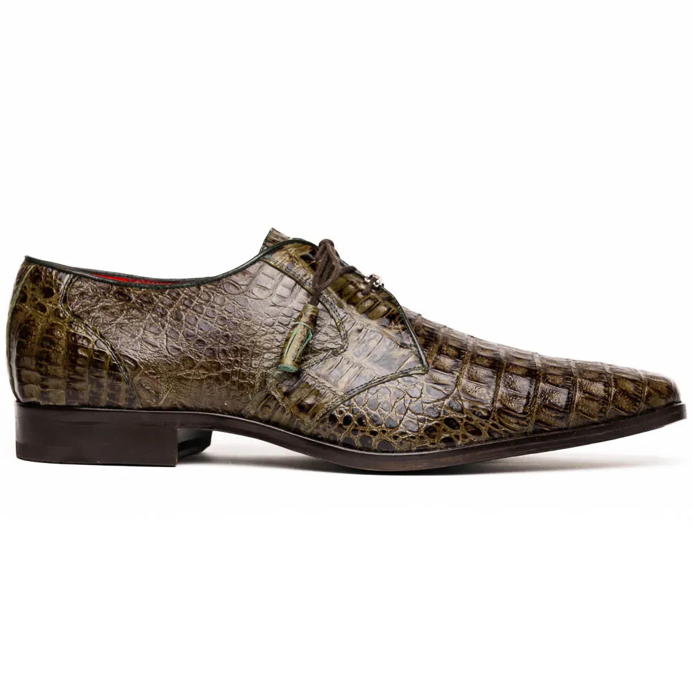 Marco Di Milano Lacio Wood Green Caiman Crocodile Dress Shoes