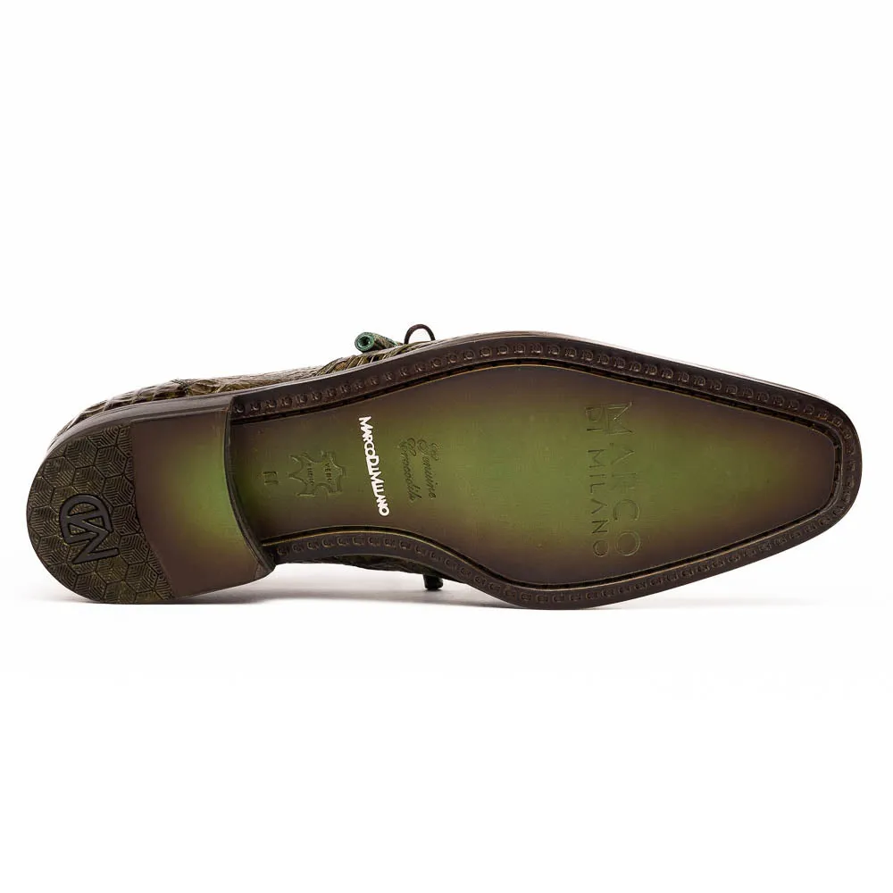 Marco Di Milano Lacio Wood Green Caiman Crocodile Dress Shoes