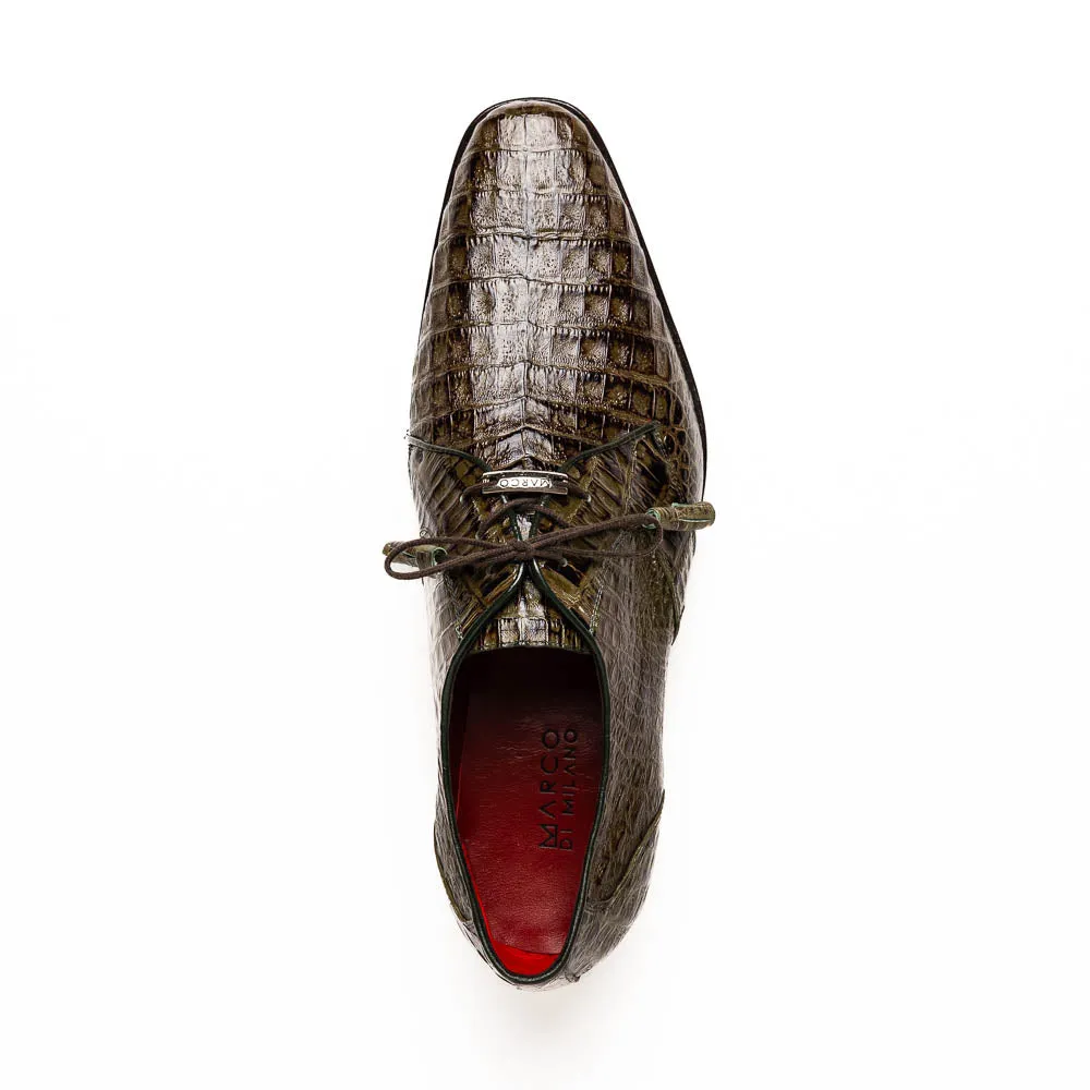 Marco Di Milano Lacio Wood Green Caiman Crocodile Dress Shoes