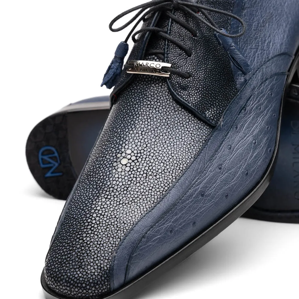 Marco Di Milano Lucca Navy Stingray & Ostrich Quill Dress Shoes