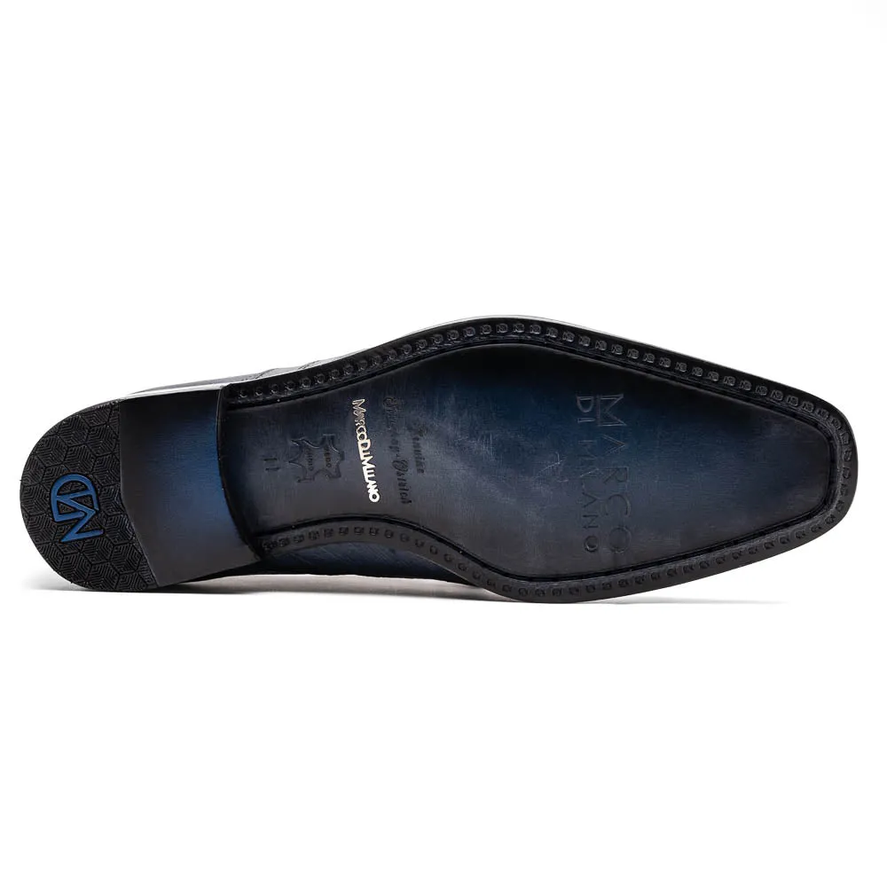 Marco Di Milano Lucca Navy Stingray & Ostrich Quill Dress Shoes