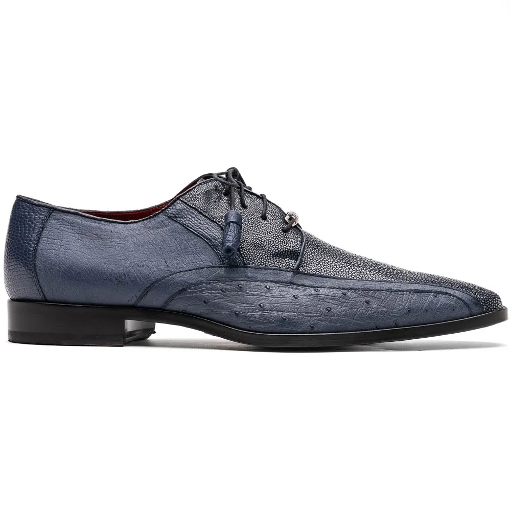 Marco Di Milano Lucca Navy Stingray & Ostrich Quill Dress Shoes
