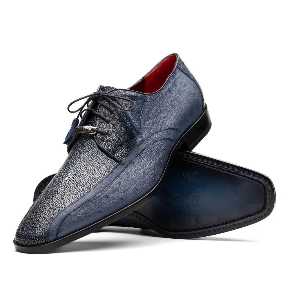 Marco Di Milano Lucca Navy Stingray & Ostrich Quill Dress Shoes