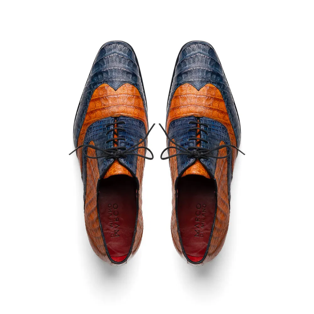 Marco Di Milano Luciano Cognac / Navy Caiman Crocodile Dress Shoes