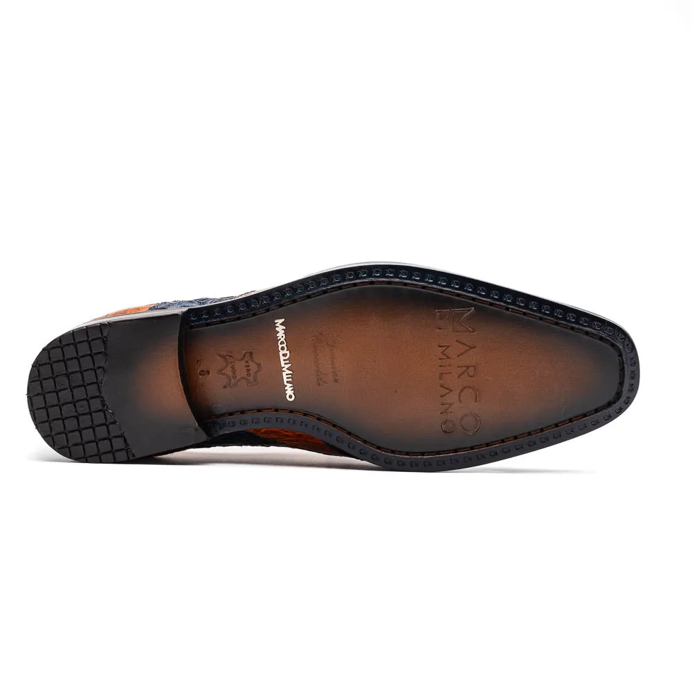 Marco Di Milano Luciano Cognac / Navy Caiman Crocodile Dress Shoes