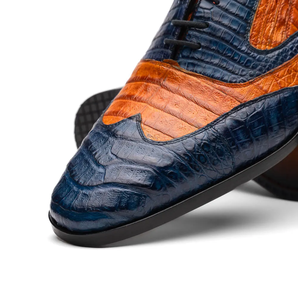 Marco Di Milano Luciano Cognac / Navy Caiman Crocodile Dress Shoes