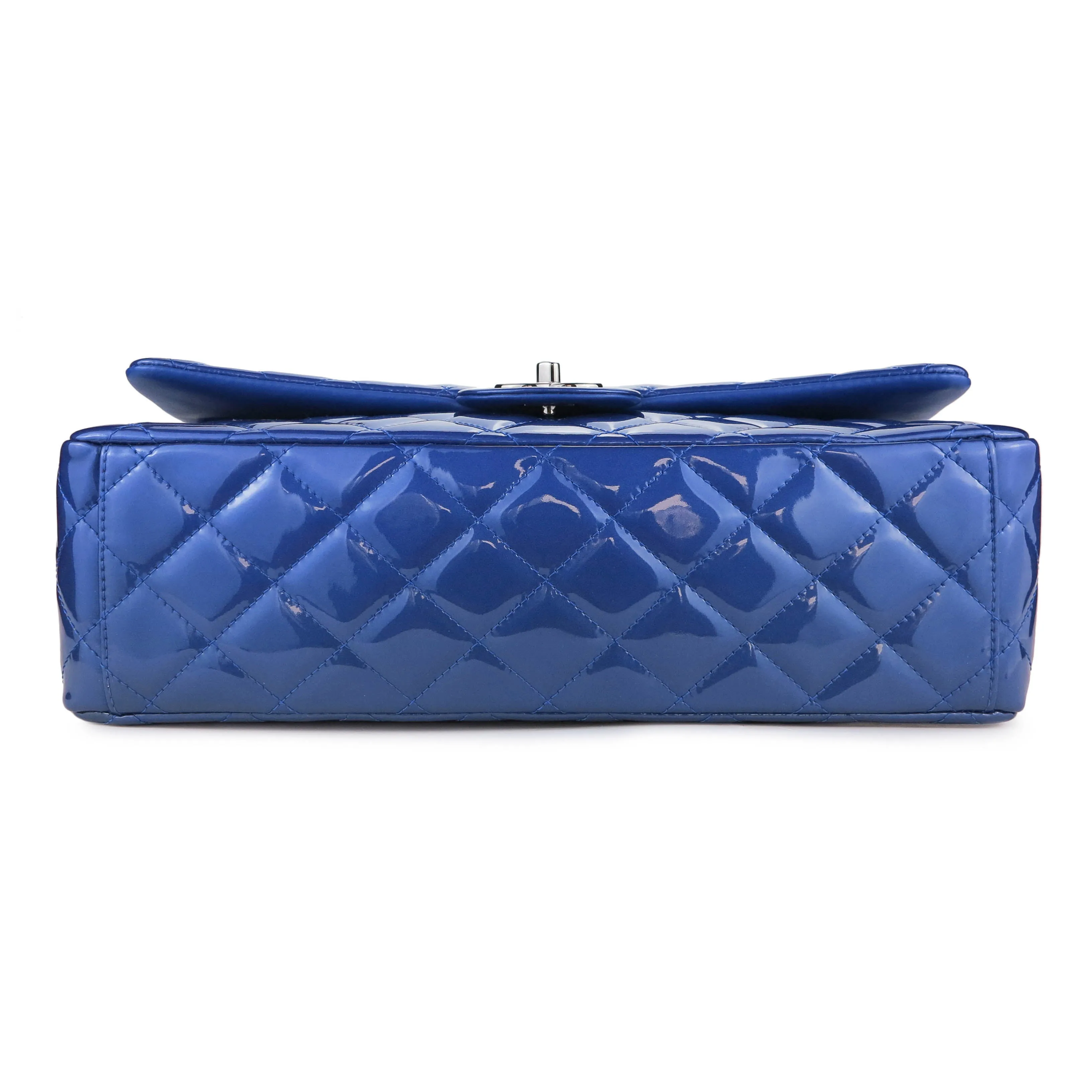 Maxi Jumbo Classic Double Flap Bag in Blue Patent Leather