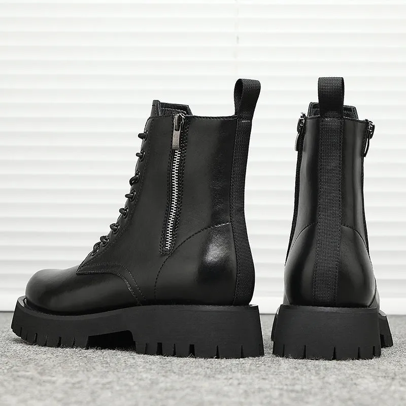 Men Leather Inner Increased High Heel Boots