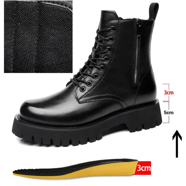 Men Leather Inner Increased High Heel Boots