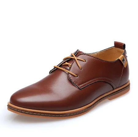 Men Leather Shoes Oxfords European Men Fashion Big Size Dress Shoes Loafers Sapatos Male Lace-Up Casual Flats Shoes