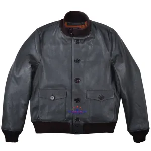 Men Real Goat Seal Brown thick Leather Air Force A-1 Jacket Pilot Flying Aviator