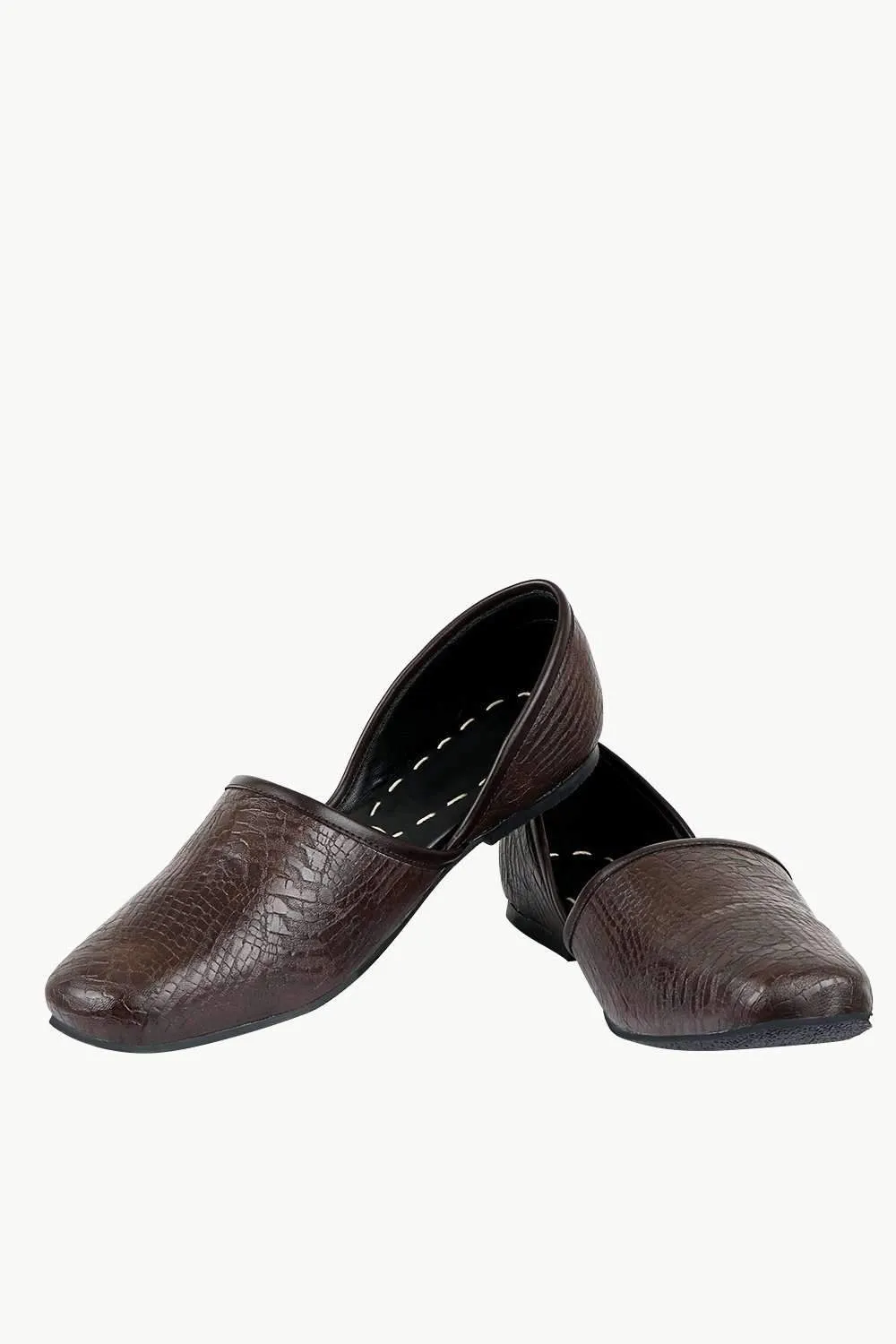 Men's Faux Leather Brown Juttis