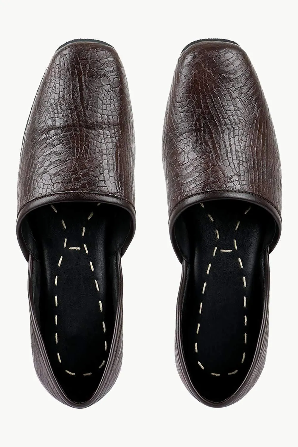 Men's Faux Leather Brown Juttis