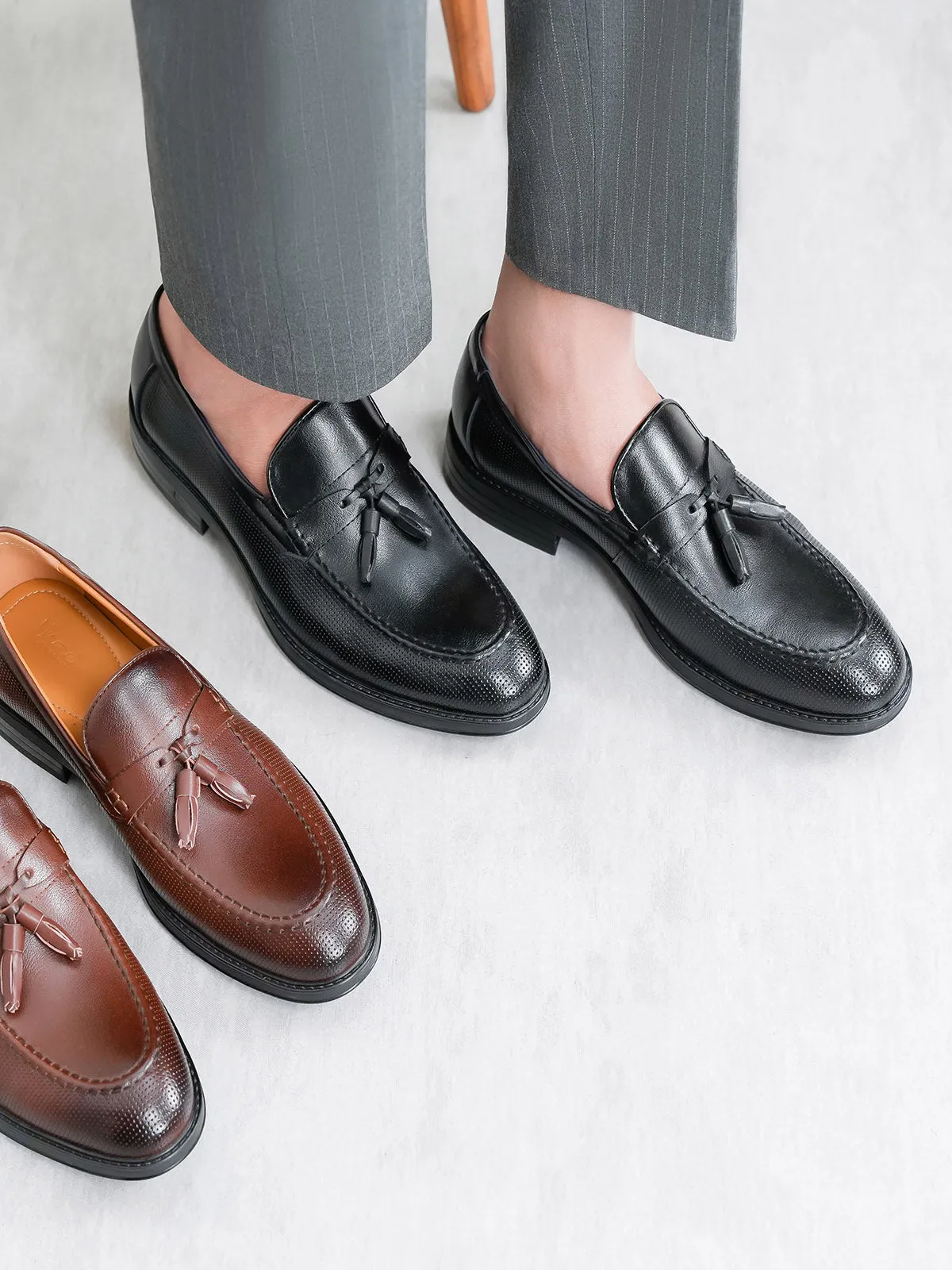 Mens "GRAY" Round Toe Formal Shoes