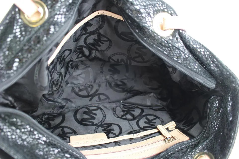 Michael Kors Black Patent Embossed Python Jet Set Tote 4MK124