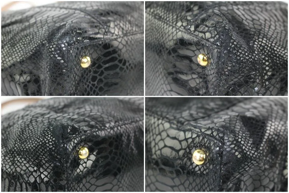Michael Kors Black Patent Embossed Python Jet Set Tote 4MK124