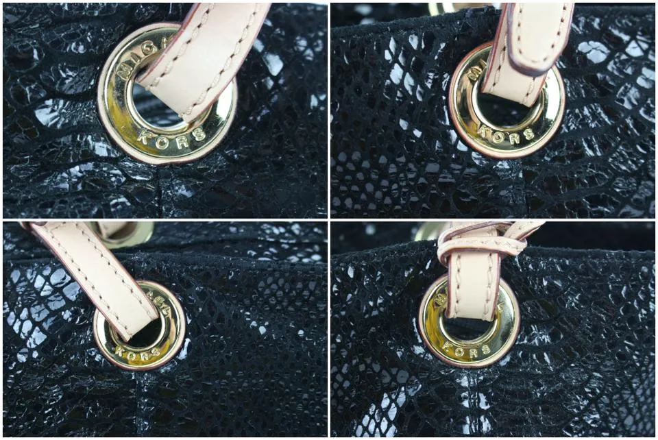 Michael Kors Black Patent Embossed Python Jet Set Tote 4MK124