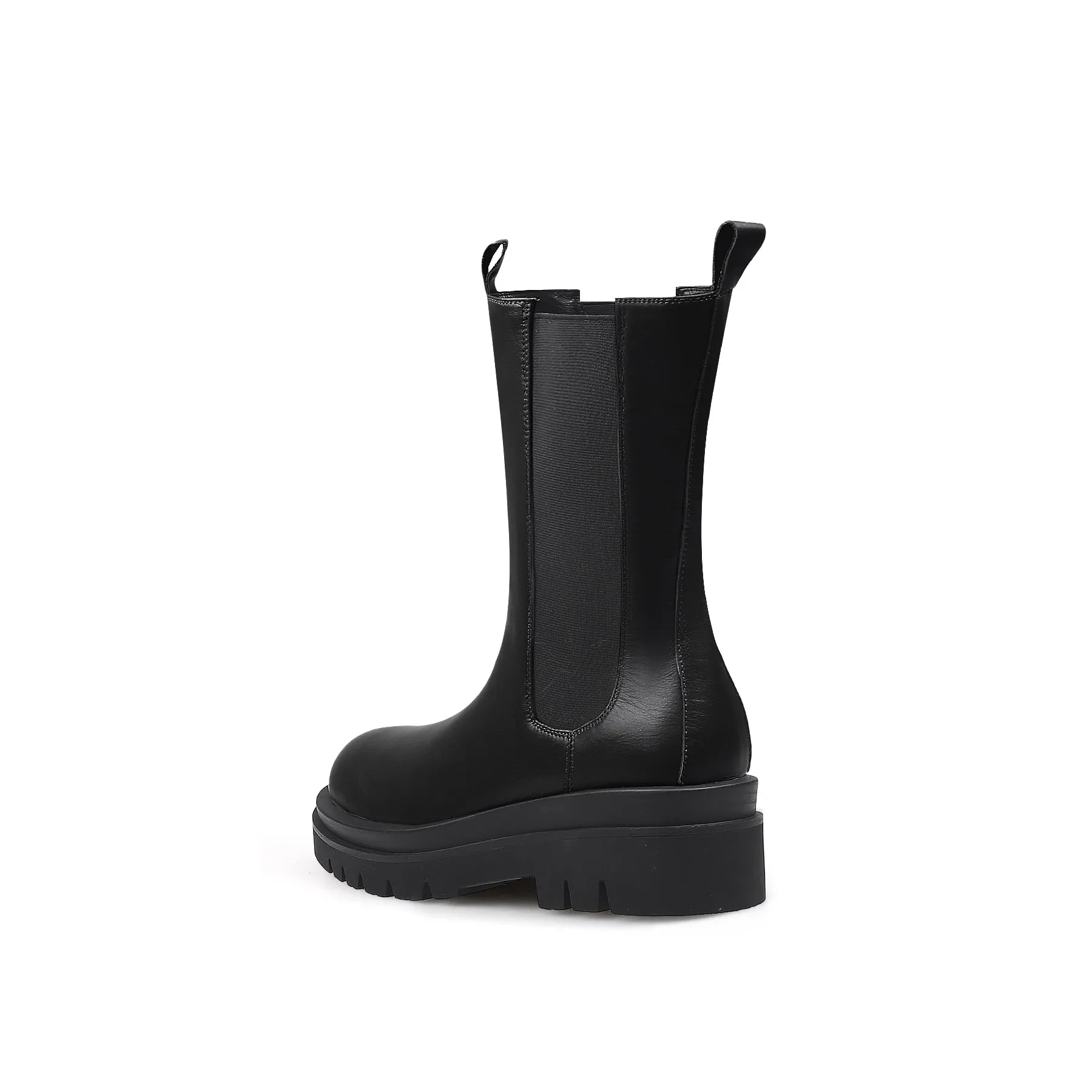 Mid Length Leather Chelsea Boot - Black